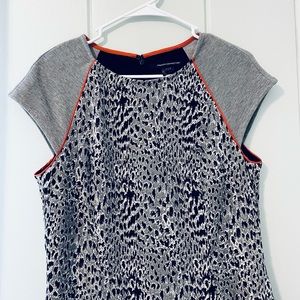French Connection Cap Sleeve Black and Orange Dress / 12 / EUC
